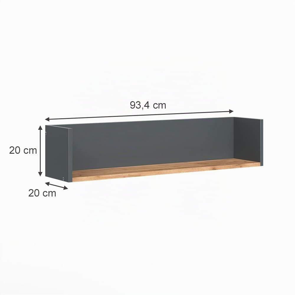 Vicco Étagère Murale Viktor, Anthracite/chêne doré, 93.4x20cm