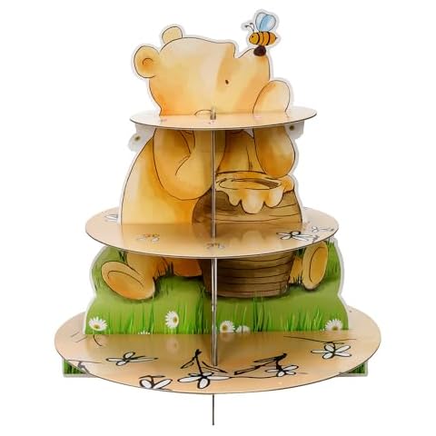 CORODER Winnie Cupcake Stand Holder 3 Tier Party Decorations Winnie Theme Party Supplies For Baby Shower Birthday Party Cover