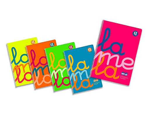 Bloc Lamela B07CKCTZ7X 1/4 fluor PP 80 hojas Cuadrícula 4mm 90g, 1 unidad, colores surtidos