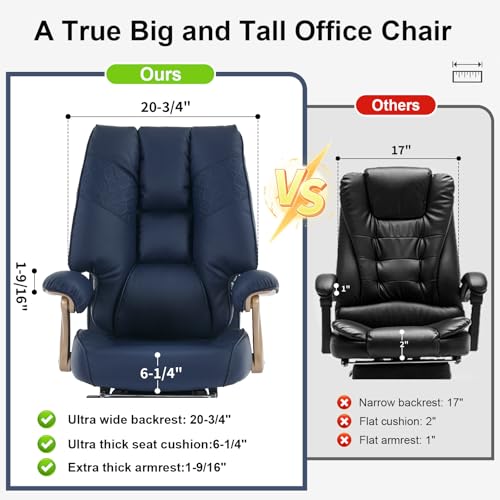 EXCEBET Big and Tall Office Chair with Footrest (Blue) - Image 5