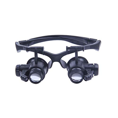 Tearicok Gafas tipo reloj reparación lupa con luz LED iluminar marco ABS lente óptica lupa Cover