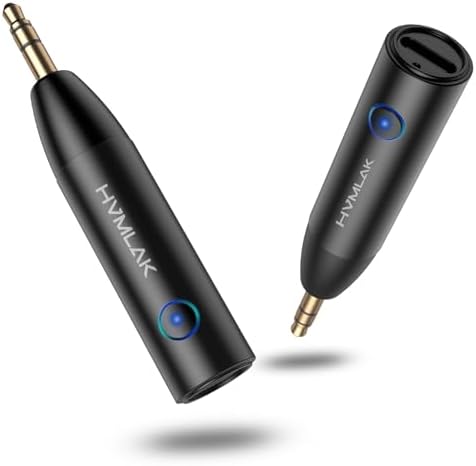 HVMLAK Auto Bluetooth 5.4 Aux Adapter, 3,5 mm Klinke Empfänger, 1 Stück | Stärkeres Mikrofon, Metallgehäuse, HiFi-Sound, Freisprechanrufe, Musik Streaming Auto und Heim-Stereo, 6h