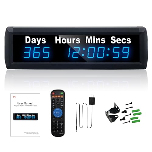 YZ Cuenta Regresiva Digital de 999 días, Control Remoto, Tiempo Real 12/24 Horas, Pantalla Grande, Calendario de Cuenta Regresiva para jubilación/Embarazo/cumpleaños/Navidad