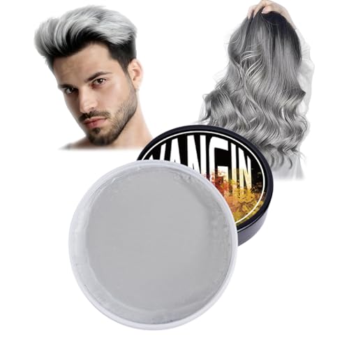 Temporary Silver Gray Hair Color Wax Washable Instant Hair Dye Cream Disposable Coloring Mud for Men Women Youth Grey Natural Styling Pomades Hair Makeup Paint Wax for Party Cosplay DIY Halloween