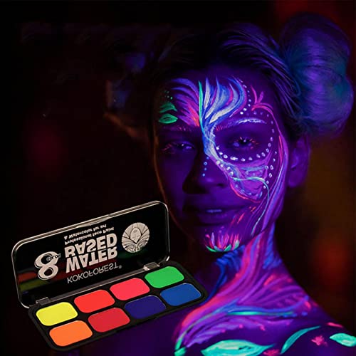 5 Pcs Brilho de pintura facial no escuro - 8 cores brilham na pintura facial escura | Maquiagem Neon