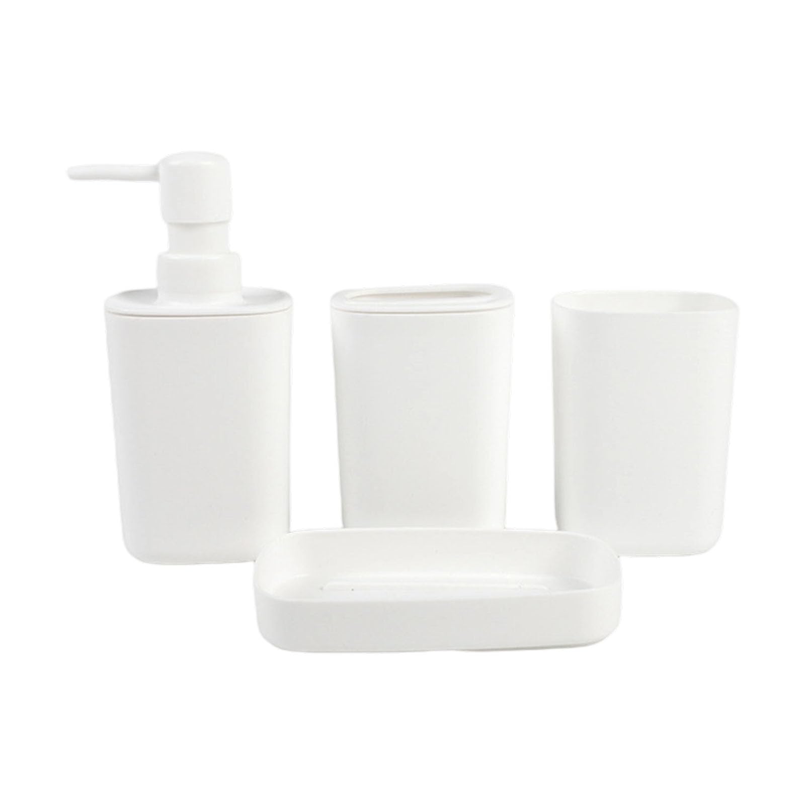 Xjdzineq 4pc Bathroom Press Type Lotion Dispenser Toothbrush Rack Square Cup Space Saving Solution Bathroom Storage Set