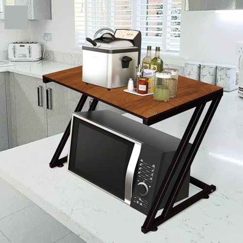 Image of Heavy Duty Z Shape Microwave Oven Stand with Storage Shelf | Metal Frame Kitchen Appliance Rack | Suitable for Microwave, OTG & Small Appliances