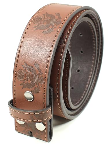 Coat of Arms of the United States Leather Belt Strap Without Buckle 1.5" Wide with Snaps - USA Crest American Pride2