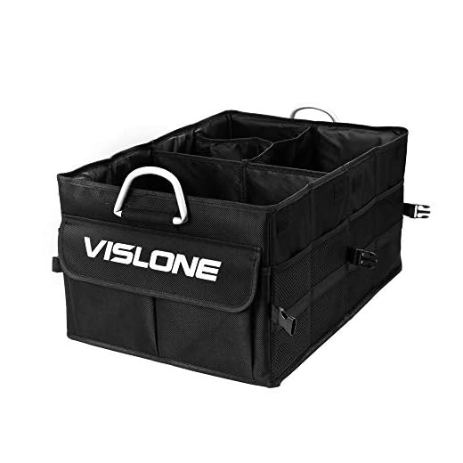 VISLONE Organizador Maletero Coche, Organizador Coche Plegable Impermeable con Compartimentos, Multifunción Oxford Bolsillos de Tela 60L Gran Capacidad Caja de Almacenamiento