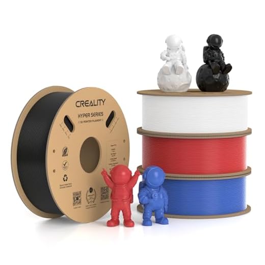 Creality Hyper PLA Filament 1.75mm, 30-600mm/s High Speed 3D Printer Filament, Dimensional Accuracy +/-0.02mm, Fit Most FDM 3D Printers, 4 Pack 1kg Spool(2.2lbs), Black & White & Blue & Red