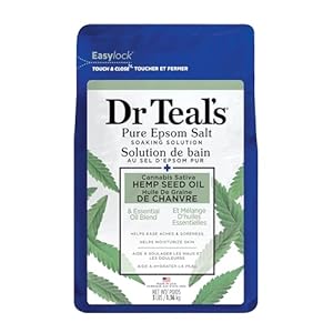 Dr Teal’s Pure Epsom Magnesium Salt Soak, Cannabis Sativa Hemp Seed Oil, 3 lb