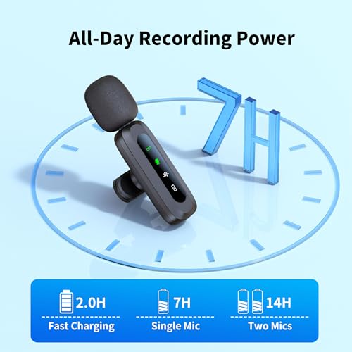 Image of Wireless Mini Microphone for iPhone 15 /16 /17, iPad, Android, Wireless Lavalier Microphone with Noise Reduction, Portable USB C Lapel Mic for Video Recording, Vlog, Tiktok, YouTube