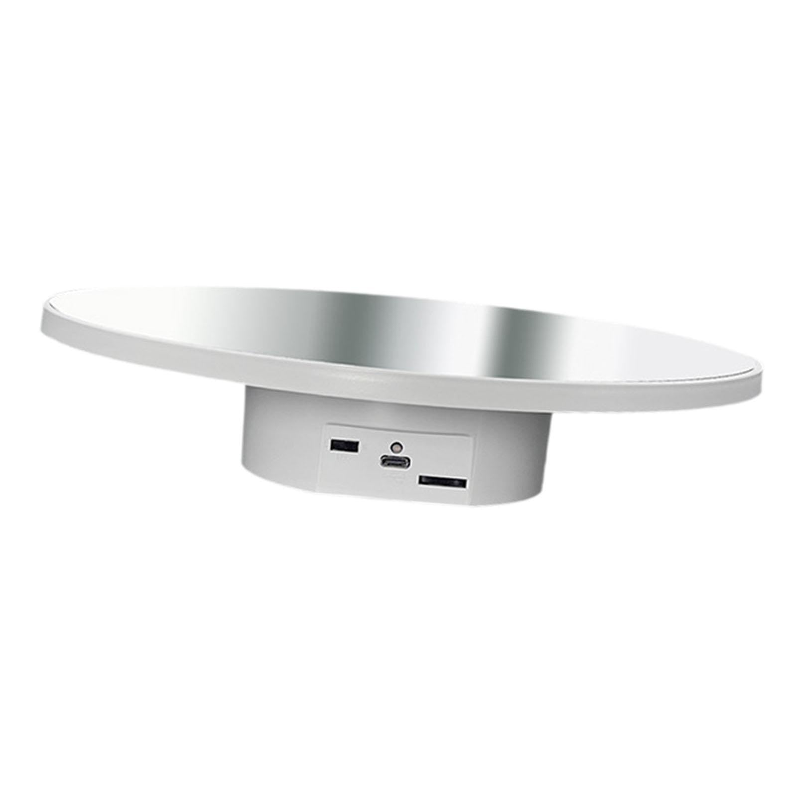 Oshhni Motorisierter elektrischer Drehteller, automatisches Präsentationstablett für Geschenke, Mehrzweck, drehbarer Drehteller für die, 25 cm Weiß