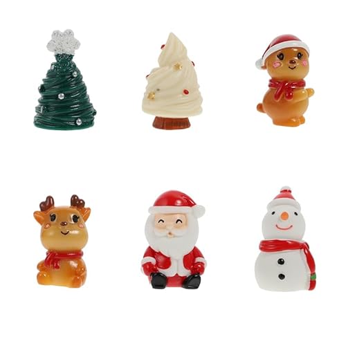 Ladruph クリスマス ミニチュア 置物 6個 飾り ケーキトッパー 樹脂 花輪 雪だるまサンタクローストナカイ 風景 妖精ガーデン ドールハウス クリスマスアクセサリー 手芸用品 クリスマス 飾り 卓上 置物 盆栽 鉢植え 園芸 小道具 クリスマスプ