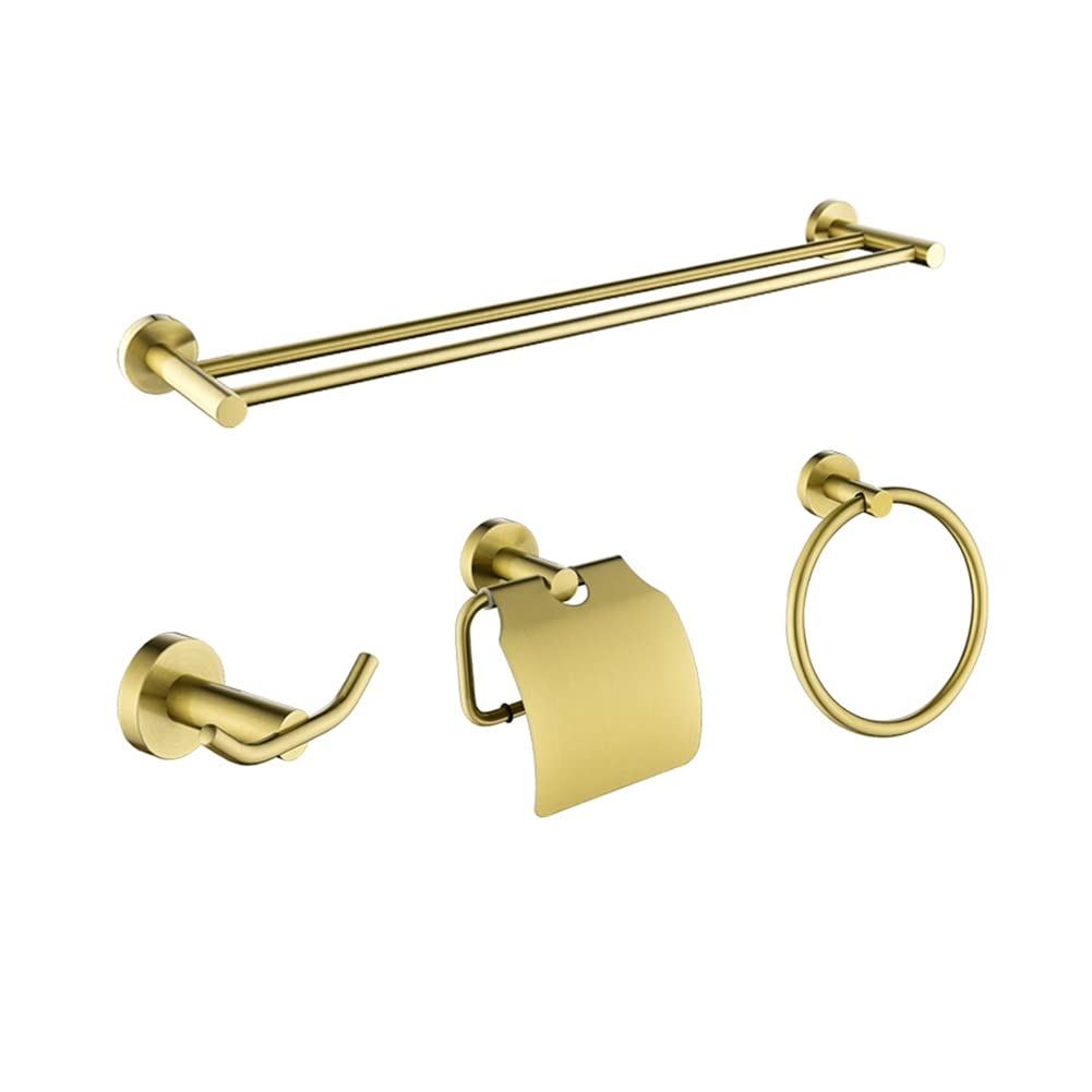 Ensemble d'accessoires dorés brossés pour une salle de bain moderne