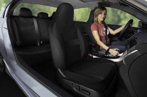 OxGord Car Seat Cover - Poly Cloth Solid Black with Front Low Bucket and 50-50 or 60-40 Rear Split Bench - Universal Fit for Cars, Truck, SUV, Van