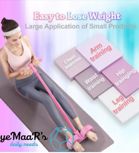 Image of yeMaaR's pink 6 tube Tummy Trimmer Abs Workout Equipment Exercise Equipment pedal resistance band Stomach Exercise Leg Exercise Belly Fat Burner for Men and Women Pull Reducer