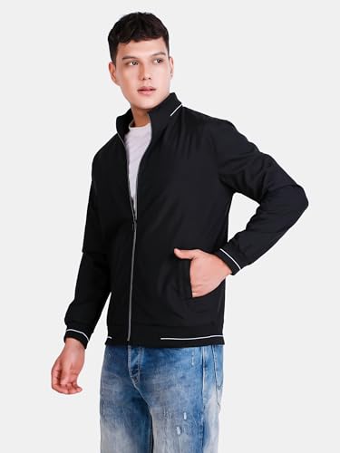 Image of Celary Men's Bomber Jacket Polyester Standard Length | Lightweight Casual Zip-Up Jacket | Stylish Slim Fit Outerwear for All Seasons