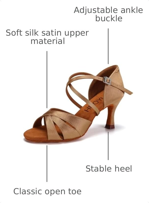 Image of HROYL Women Latin Dance Shoes Bachata Swing Practice Performance Ballroom Salsa Dancing Shoes