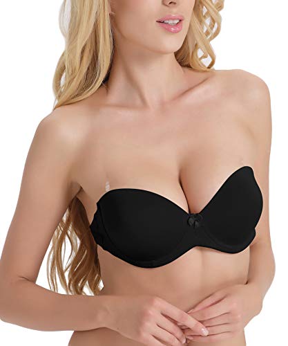 Hwdi APP-100622-B082CMWMFQ 34B Clear Back Strap Bra For Strapless And Backless Wedding Dresses Halter Top Low Open Back Black thumb #2