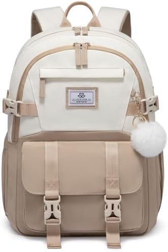 LOVEVOOK Schulrucksack Teenager Mädchen 10-18 Jahre mit Großem Flaschenfach | Rucksack Damen Multi-Tasche Schulranzen Schultasche, Wasserdicht School Bag 15,6 Zoll Laptop für Schul