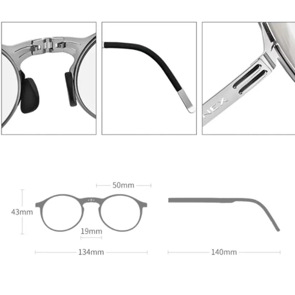 NILZA Gafas De Lectura Plegables Compactas Lectores De Sol Unisex Fotocromática Gafas De Sol Redondo Gafas Presbicia Anti-Ultravioleta (Size : +2.5)