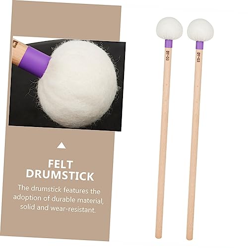 2 piezas de baquetas para batería con mango de madera y punta de fieltro morado para instrumentos de percusión profesionales miniatura 2