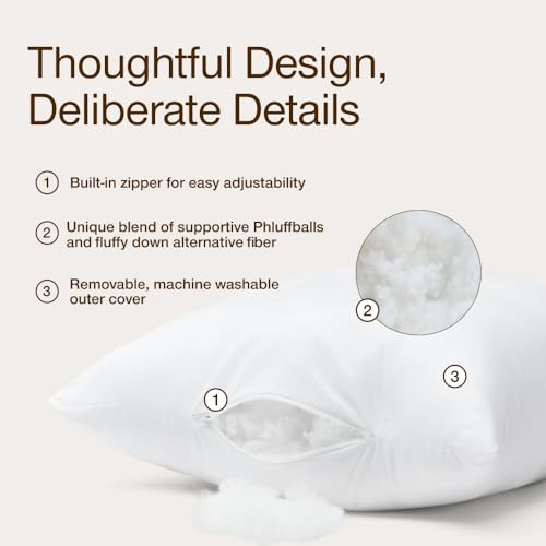 Image of Coop Home Goods Essence Adjustable Throw Pillow Inserts 18x18, Set of 2, Adjustable Down Alternative Cushions for Couch, Bed, or Chair, Decorative Square Pillows for Living Room, Oeko-Tex Certified
