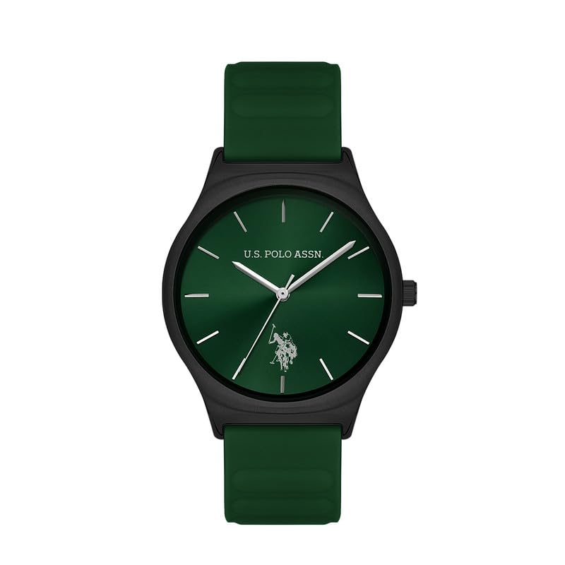 USPA Yard Green Silicone Strap Green Dial Quartz Gents Watch 41mm 3 ATM - USPA1078-01