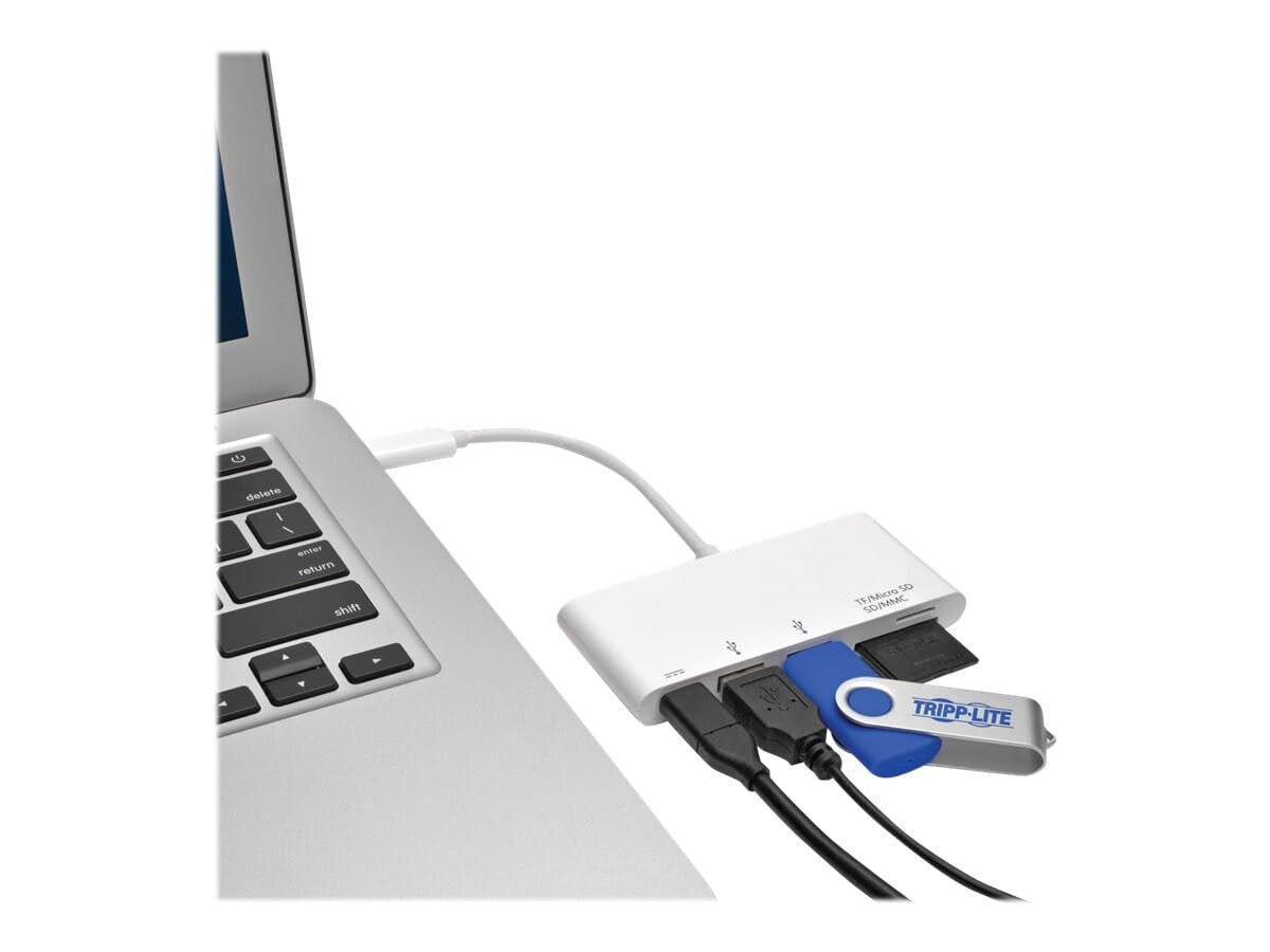Tripp Lite U460-002-2AM-C USB-C to 2-Port USB-A Hub USB 3 1 SD microSD Card Reader USB Battery Charging