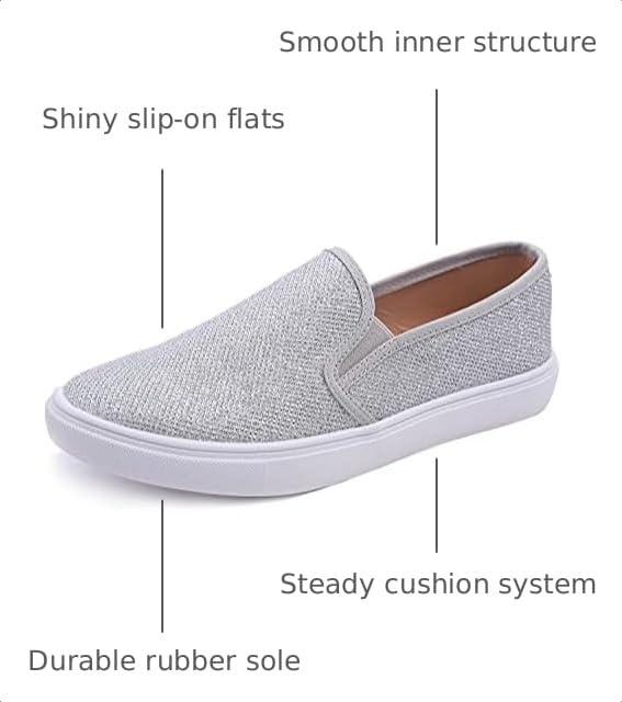 Image of FEVERSOLE Women's Fashion Shiny Soft Slip On Sneaker Sparkle Casual Comfort Loafers