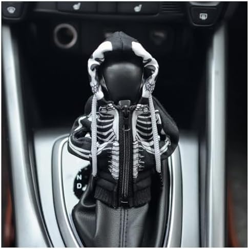 OFBAND Car Gear Shift Cover for Skull Motif,Cool Car Gear Shift Knob Cover with Mini Zip Protects Shifts Knob Car Decor,Funny Gears Shifts Hoodie Car Accessories (Skeleton) — 사진 6