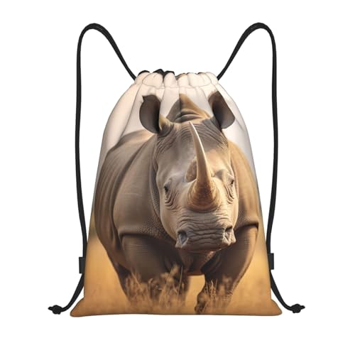animal rhino2 print Drawstring Bag Sack Gym Bag Ditty Bag for Gym Traveling, Hiking, Yoga, Shopping for Adult