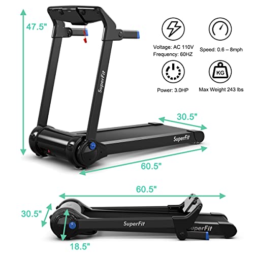 Image of GYMAX Folding Treadmill, 3.0HP Free Installation Running Machine with Bluetooth Speaker, HD Touch Screen Monitor, Smart APP Control, Silent Jogging Walking Machine for Home Office