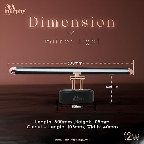 Murphy 12W 3-in-1 Color Chnaging Black Rose Gold Finish LED Mirror Picture Wall Light,Bathroom Vanity Led Mirror Light with 2 Year Warranty (Cool White/Warm White/Natural White)-Pack of 2