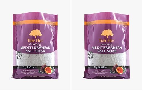 Tree Hut Detoxifying Mediterranean Salt Soak Fig & Olive, 3Ibs, Ultra Hydrating Epsom for Nourishing Essential Body Care (Pack of 2)