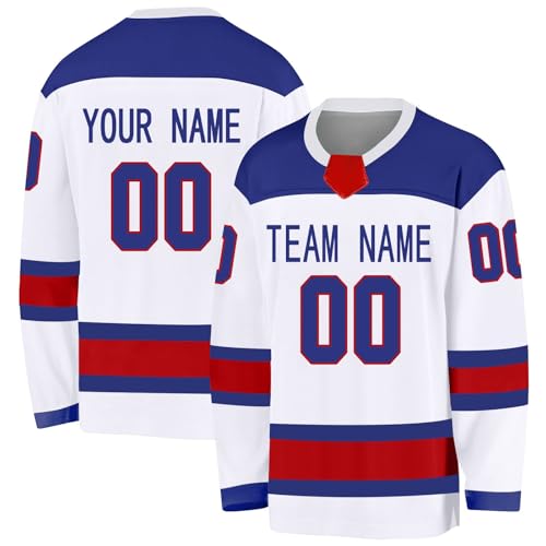 Maillot de hockey sur glace personnalisé imprimé à manches longues, imprimé avec votre numéro...