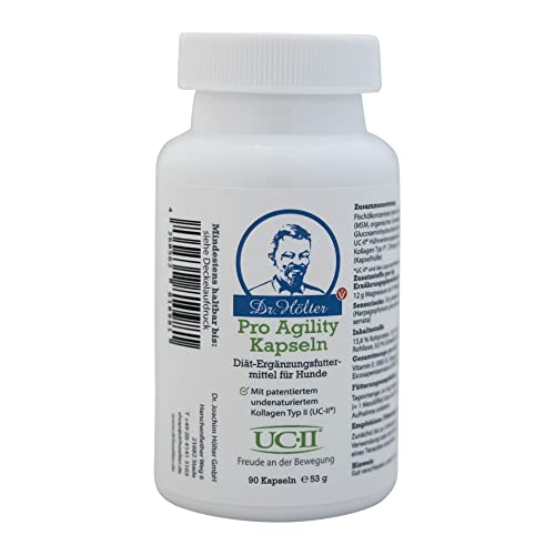 Pro Agility Gelenkunterstützung von Dr. Hölter für die Gelenke von Hunden mit UC-II Kollagen für Hunde beim Thema HD für die Hundemobilität (90 Kapseln Pro Agility)