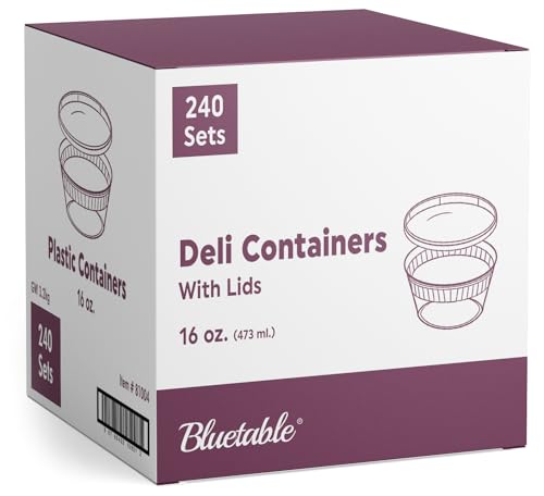 Deli Containers with Lids 16 oz Pint (240 Pack) Bulk Case  Plastic Food Storage Container for Freezer 16oz Disposable containers Airtight Covers Great For Soup 16 Ounce [240 Sets Case/Pack]