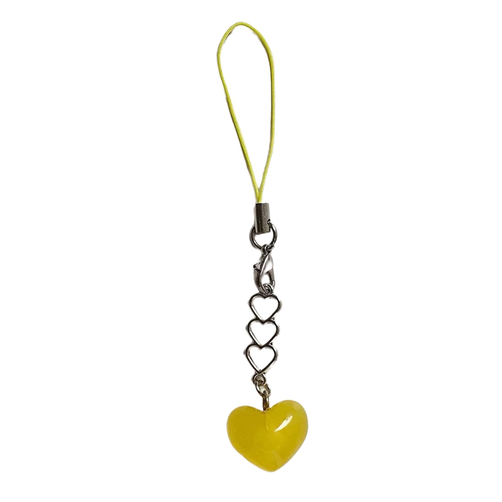 NEWFT Fashion Heart Keychain Mobiles Phone Charm Handmade Love Shaped Keyring Ornament Stylish Pendant for Bag and Backpacks