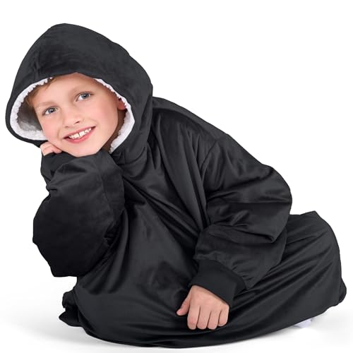 Image of Bare Home Wearable Blanket Hoodie - Soft Plush Sherpa - Warm and Cozy - Oversized Wearable Blanket