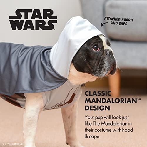 Star Wars: Offizielles Mandalorian Halloween Kostüm für Hunde - Groß, Mehrfarbig, Polyester, Größe L, Kapuze, Umhang, Leinenloch, Maschinenwaschbar, Offiziell Lizenziertes Star Wars Hundekostüm