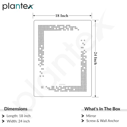 Image of Plantex LED Mirror for Wash Basin with 3 Tone /Designer Mirror for Living Room /Bedroom /Dressing Room - Rectangle Shape (18 X 24 Inch)