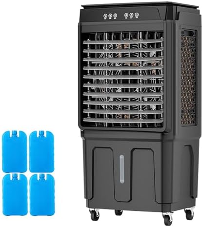 Portable Swamp Cooler, 3 Fan Speeds, 4 Ice Boxes, 12H Timer & Remote Control, 120° Oscillation, 650 Sq Ft Coverage – Perfect for Large Rooms & Outdoor Use