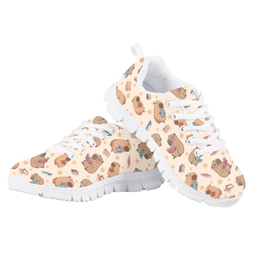 ORGYPET Girls Sneakers Size 1 Capybara Running Shoes for Toddler Soft Breathable Mesh Athletic Shoes Lightweight Non-Slip Sneakers for Travel