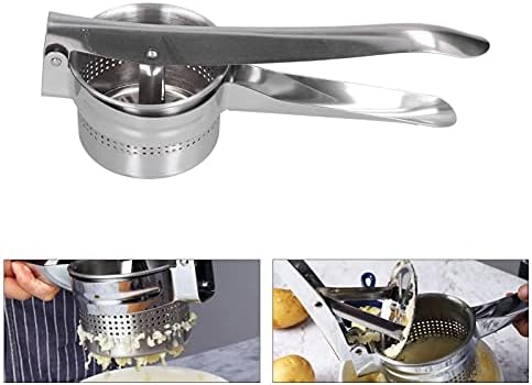 Stainless Steel Potato Ricer,Potato Masher Fruit Vegetable Presser Crusher Heavy Duty for Home Kitchen Restaurant(L)