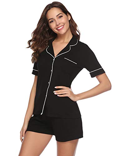 Aiboria Corto Mujer Pijamas Verano 2 Piezas Ropa de Dormir Algodón Suave Loungewear, Regalos para Mujer