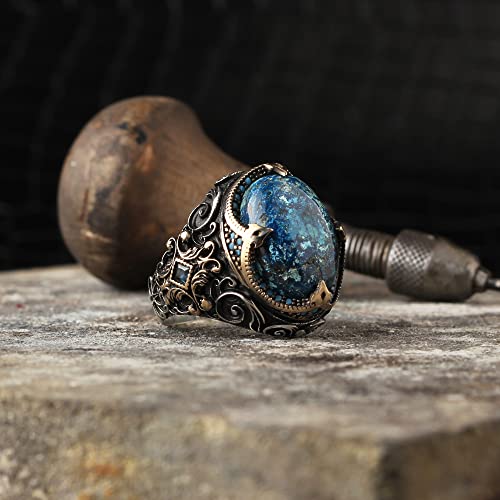 925 Sterling Silver Azurite Gemstone Ring, Men Azurite Ring, Gemstone Men Ring, Handmade Silver Ring, Gift For Him, Boyfriend Gift Gifts For Men Handmade Rings Valentines Day Gifts For Him #TOP2