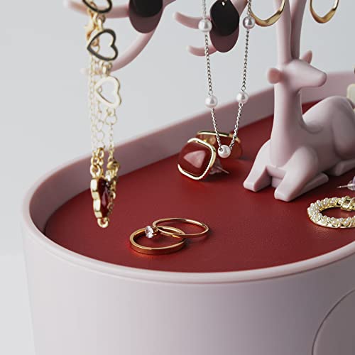 MORE&LESS Red Artificial Leather and Red Crystal Handle Deer Jewelry Display Rack for Ring Earrings Necklace Bracelet - Image 3