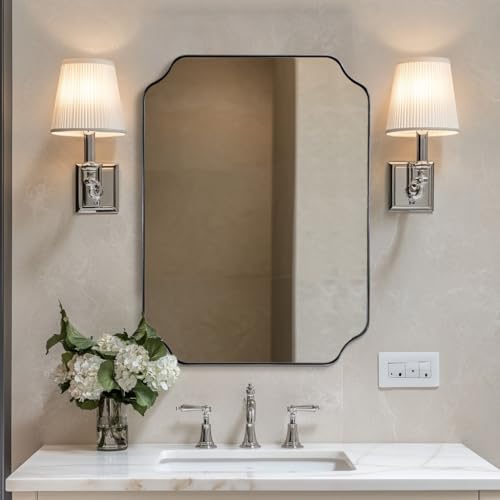 ANDY STAR Chrom-Badezimmerspiegel, 55,9 x 76,2 cm, poliertes Chrom, rechteckiger Spiegel, gewellter Badezimmerspiegel mit Edelstahl-Metallrahmen, ideal für Badezimmer, Wohnzimmer